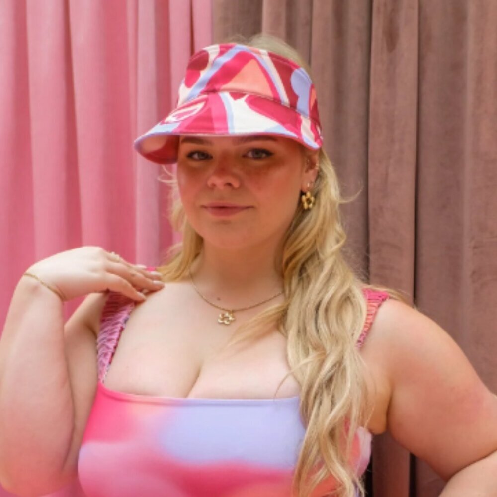 Dazey LA Reversible Watercolor Hearts Print Adjustable Visor